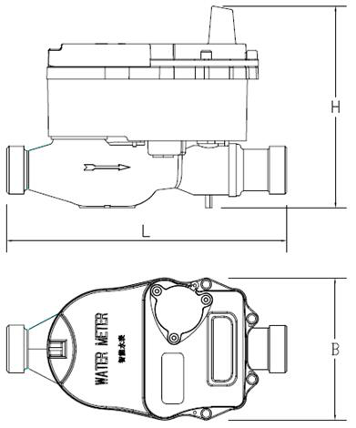 無線遠(yuǎn)傳閥控水表外形尺寸圖